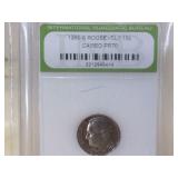 Cased and Graded 1986-S Roosevelt Dime