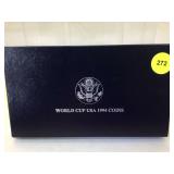 1994 World Cup Proof Silver Dollar in box with