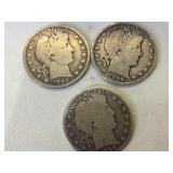 3 Barber Half Dollars