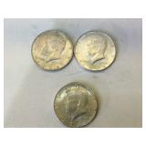 3 - 1964 Kennedy Silver Half Dollars
