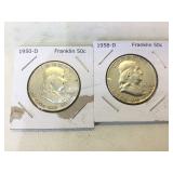 Pair of Franklin Silver Half Dollars