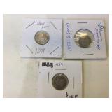 3 - Liberty Seated Silver Half Dimes