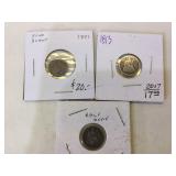 Pair of Liberty Seated Silver Half Dimes and 1