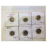 6 - Liberty Seated Silver Half Dimes with holes