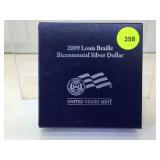 2009 Louis Braille Silver Dollar Bicentennial