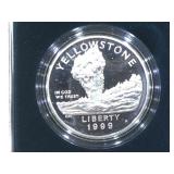 1999 Yellowstone Proof Silver Dollar in box