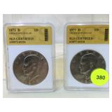 Pair of cased and graded Eisenhower Dollars