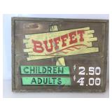 Wooden Buffet sign, approx 20x16 inches