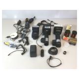 Lot of camera accessories flash, chargers and