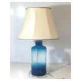 Clear and Blue Glass lamp with shade.