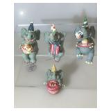 Set of 4 Party Elephants. 4.5H composite