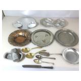 Assorted Metal Serving Items. Aluminum trays by