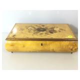 Inlaid Burlwood Music/Jewlery box. 13.5x8x4.