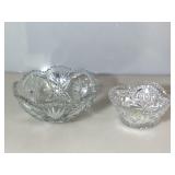 Pair or cut crystal candy dishes, approx 8x4