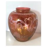 Cranberry flash vase, approx 8x9 inches