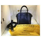 Valentino black leather, rhinestone