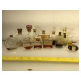 13 vintage perfume bottles, some with contents,