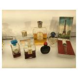 7 vintage perfume bottles, glass all marked Made