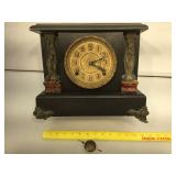 Sessions Art nouveau ladies pillar mantle clock,