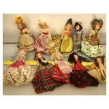 10 Storybook Dolls, original clothes , no boxes
