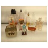 9 perfume bottles, partial contents, no shipping,