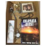 Tray lot with Quartz Pocket watch, Columbia Quest