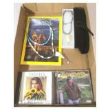 Two pieces of beaded jewelry, two country CD