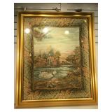 Lg framed tapestry, framed to approx 41 x 34