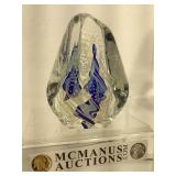 Signed Rollin Karg art glass vase, paper weight