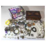 2 jewelry boxes w/costume jewelry