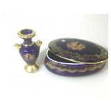 Limoges france Cobalt blue trinket box w/small