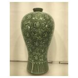 Oriental celadon crackle glaze vase 17 inches Ht,