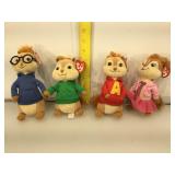 TY Beanie Alvin and the Chipmunks, 4 pcs, all new