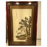 Shadow box frame landscape with cranes, made of