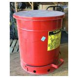 Red Oily waste can, Approx 17x20 inches