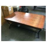 Wooden top coffees table w/metal legs