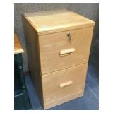 Wooden file cabinet w/2 drawers and key