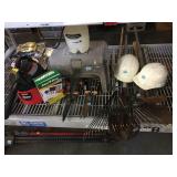 Lot of assorted tools, step stool storage box,