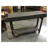 Vintage wooden rollin table, approx 12x56x36
