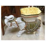 Ceramic elephant plant stand, approx 26x10x23