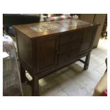 Wooden hall cabinet w/composite top, approx