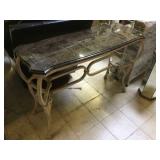Marble top hall table w/metal frame approx