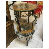 Pair of side tables w/glass top, approx. 25x23