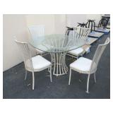 Glass top patio set w/4 chairs, approx 45x29