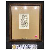 William Gropper etching, Mr President, pencil