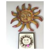 16 inch Carved Wood Smiling Sun , w/ Gregerson 6