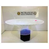 Vintage Effrete Murano glass cake stand , White