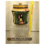 Detura Italy covered jar, 10 inches Ht, hand