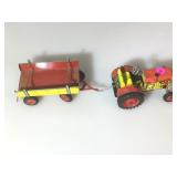 Tin litho Zetor Farm tractor and Haywagon set, vg