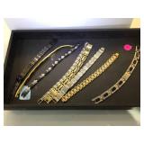 stainless and costume jewelry bracelets tray lot